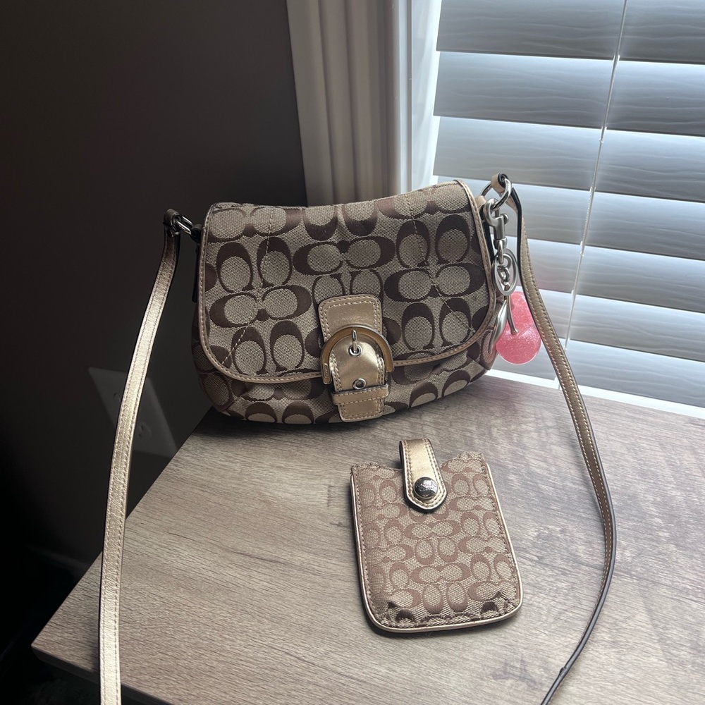 Coach Brown Crossbody Bag with Signature Monogram